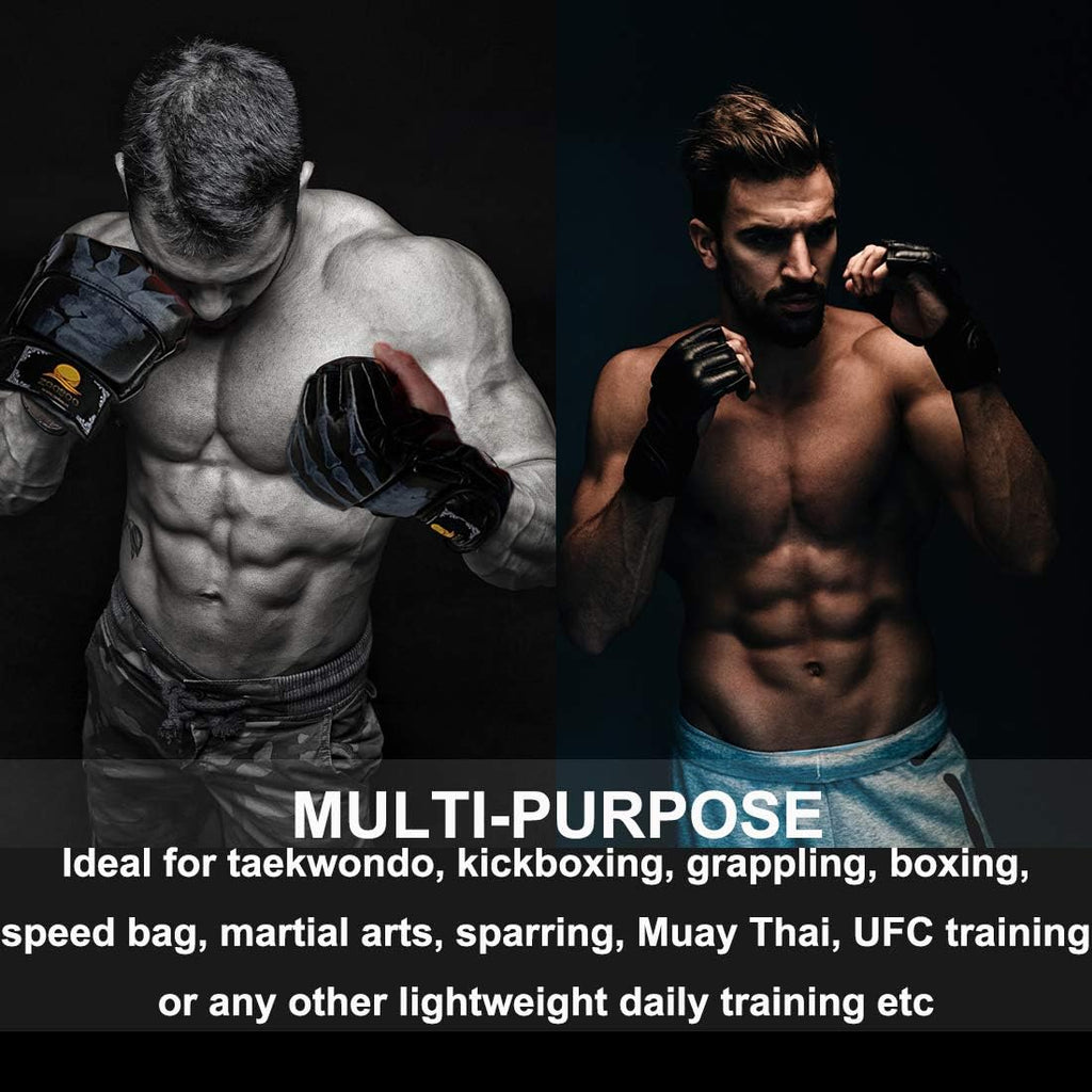 ZooBoo Guantes de MMA, guantes de boxeo de medio dedo, mitones de M...