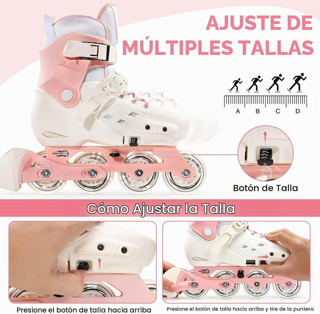 Patines en línea para niños, patines ajustables intermitentes, pati...