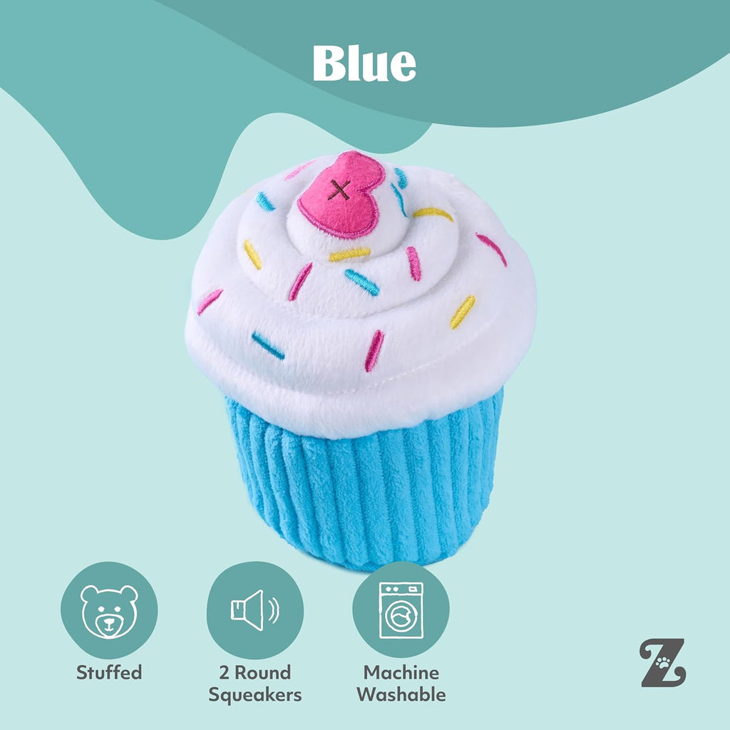 ZippyPaws Cupcake de cumpleaños - Juguetes chirriantes para mantene...