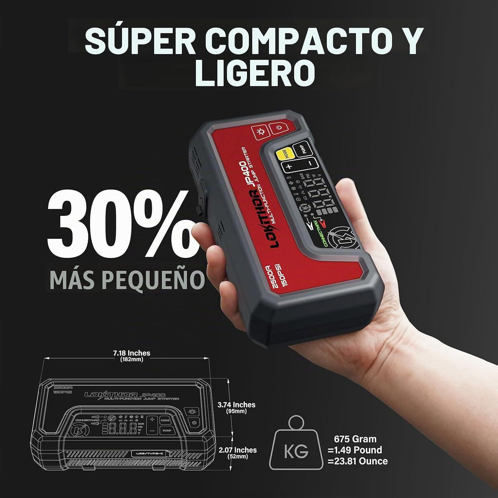 LOKITHOR JP400 Arrancador de batería con compresor de aire, 2500A 1...