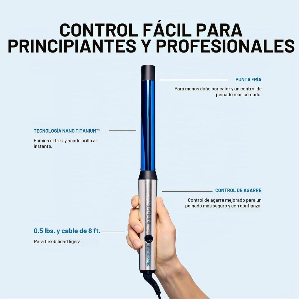 Rizador profesional BabylissPRO Nano Titanium para todo tipo de cab...