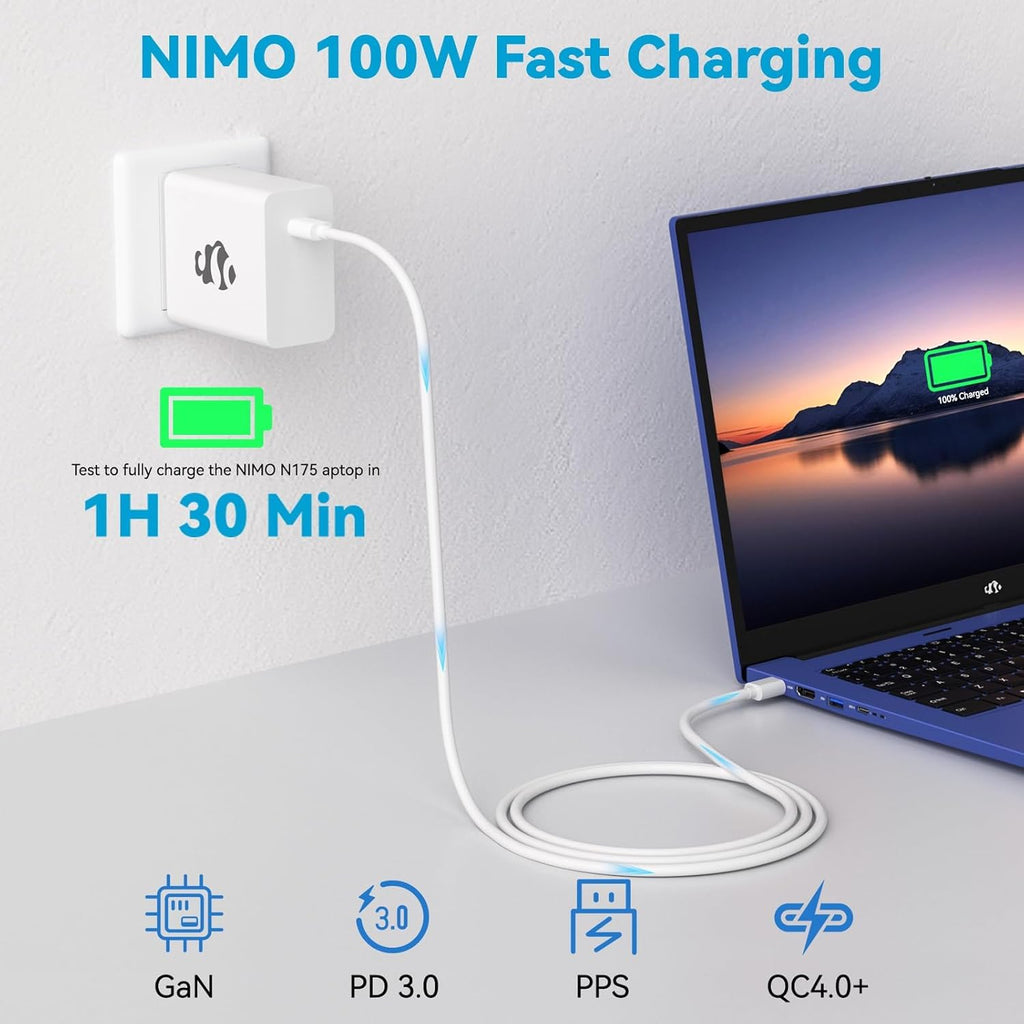 65W GaN USB C Fast Charger, PD 3.0 Wall Adapter with 6.6ft Cable, R...
