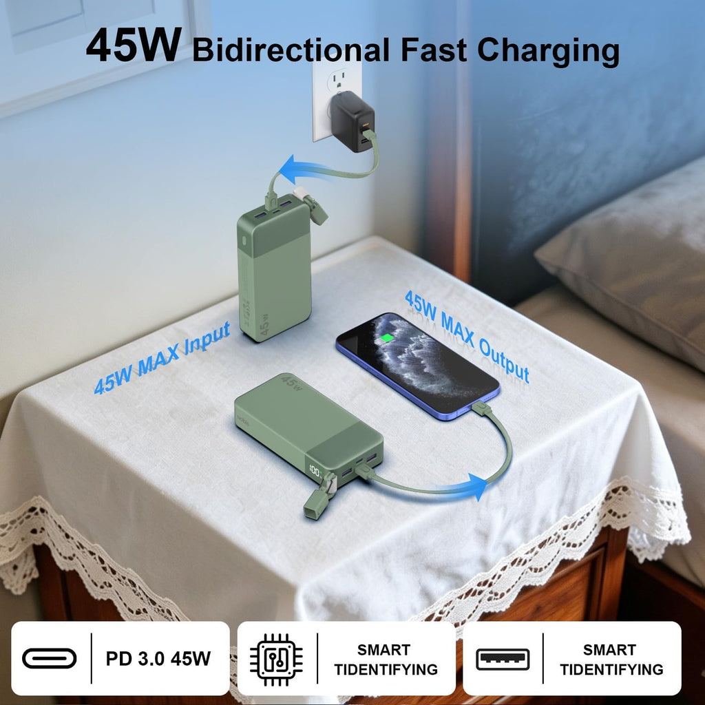 NOBIS Cargador portátil de 20000 mAh, batería de 45 W, carga rápida...