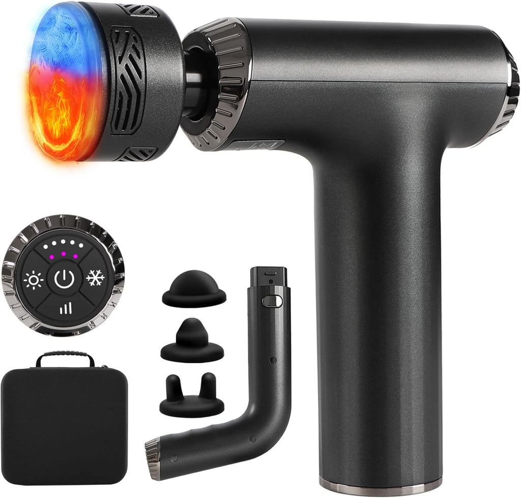 Emicool Pistola de masaje con calor y frío, mini masajeador muscula...