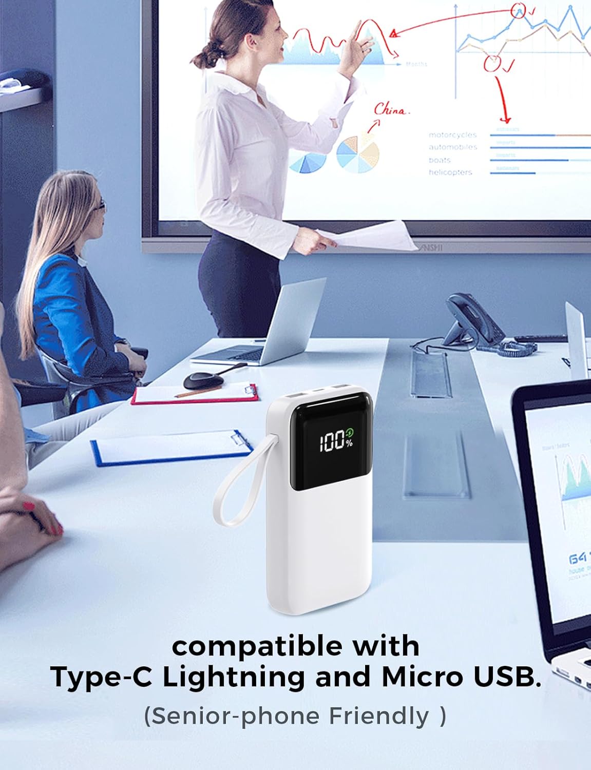 HELLEE Banco de energía, cargador portátil de 15000 mAh con cable i...