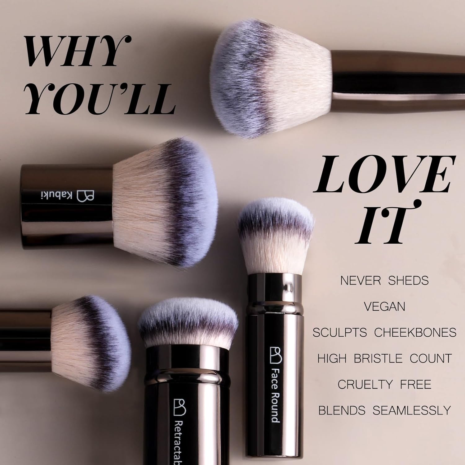 Brochas de maquillaje profesionales BS-MALL con estuche de viaje, p...
