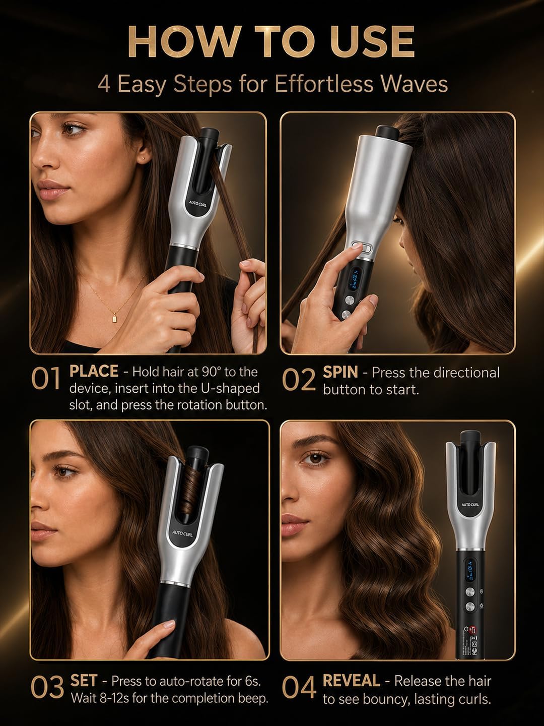 Realair Rizador giratorio automático, rizador automático de pelo de...
