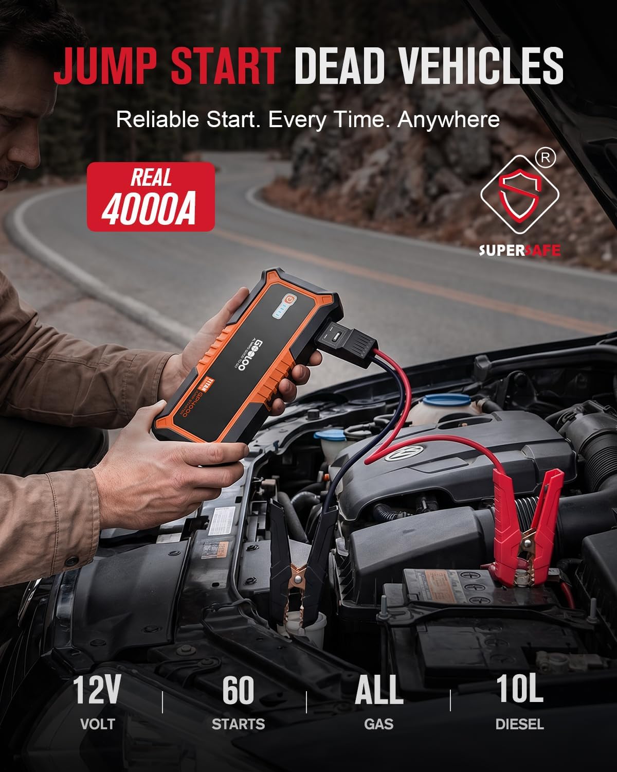 GOOLOO - Arrancador de automóvil de 12 V con corriente máxima de 40...