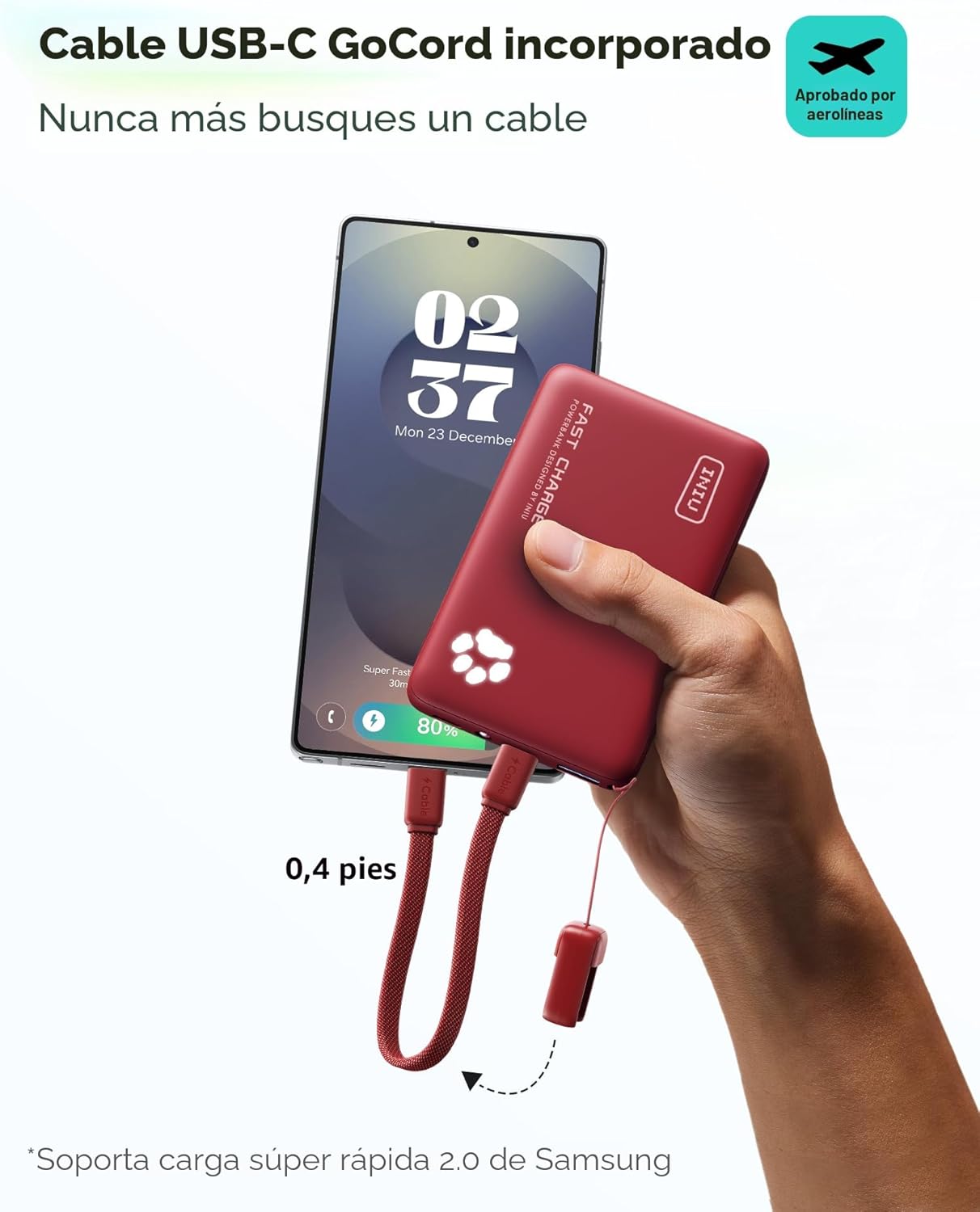 INIU Cargador portátil, Power Bank PD de 10000mAh 45W ultra delgado...