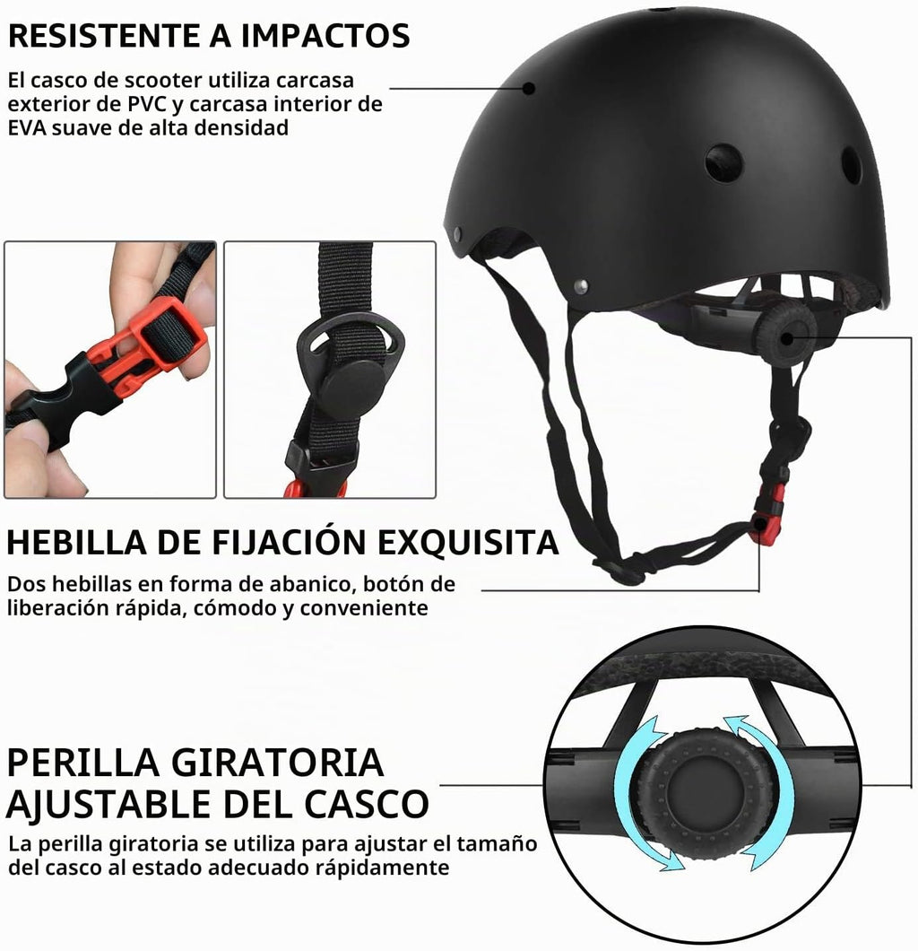 WayEee Juego de casco de bicicleta para niños, rodilleras, equipo d...
