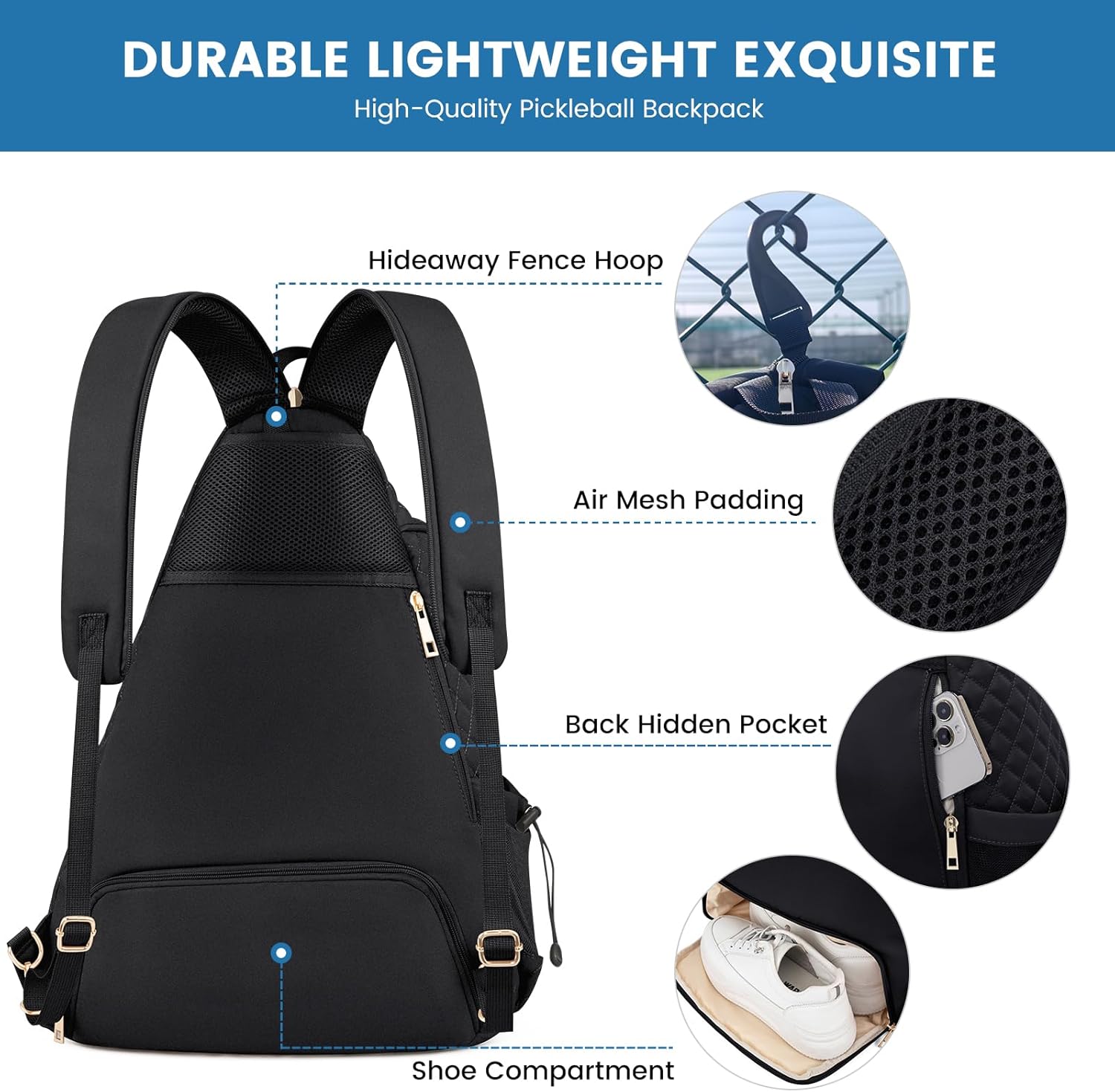 Mochila de pickleball para mujeres Sucipi - Bolsa cruzada con acolc...