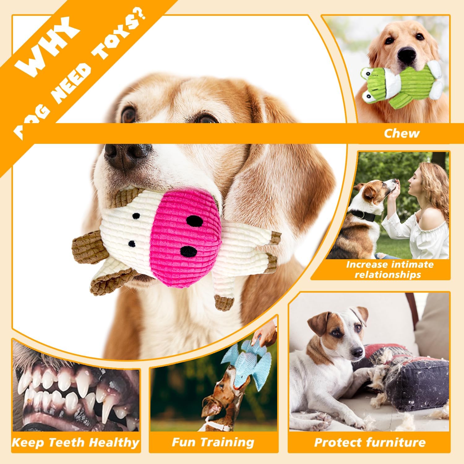 MRSOHRET Paquete de 5 juguetes chirriantes para perros, juguetes de...