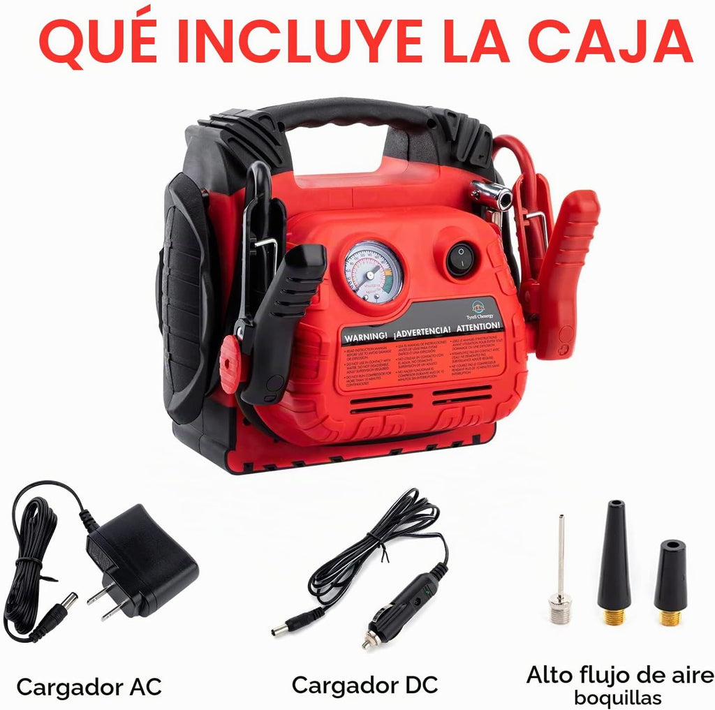 Tyrell Chenergy - Arrancador de batería de coche con compresor de a...