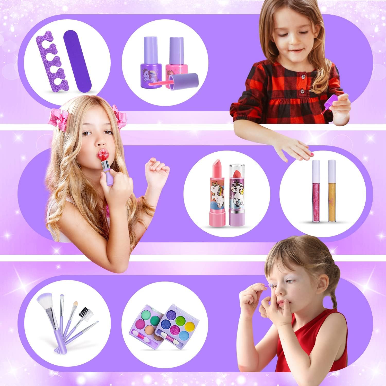 Beayuck Kit de Maquillaje para Niñas - Kit de Maquillaje de Juguete...