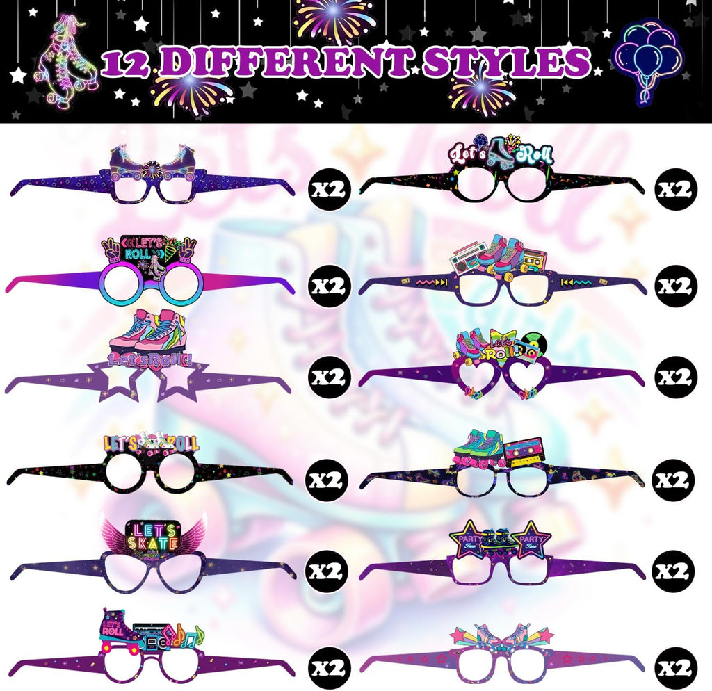 24 lentes de papel retro de los años 60 y 80 para patinaje sobre ru...