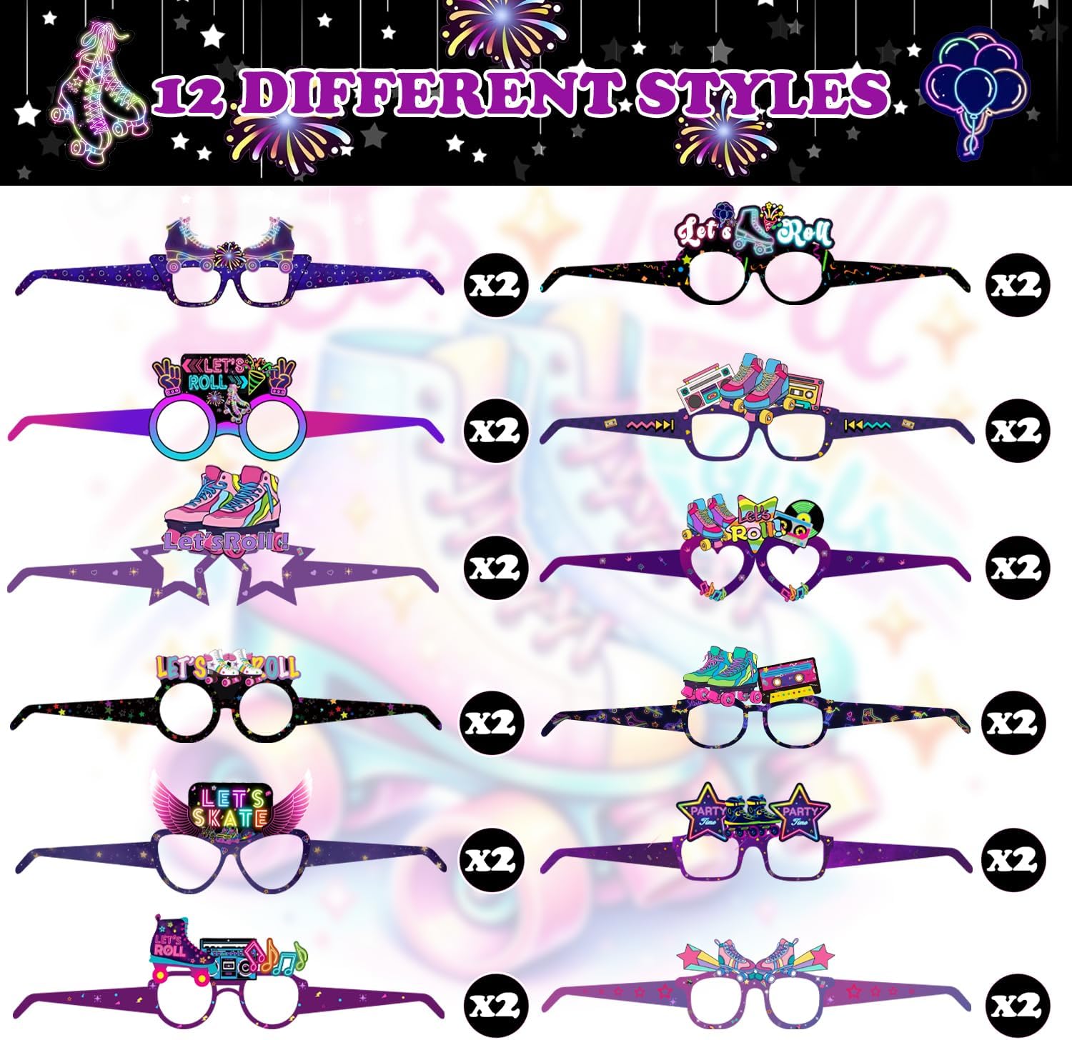 24 lentes de papel retro de los años 60 y 80 para patinaje sobre ru...