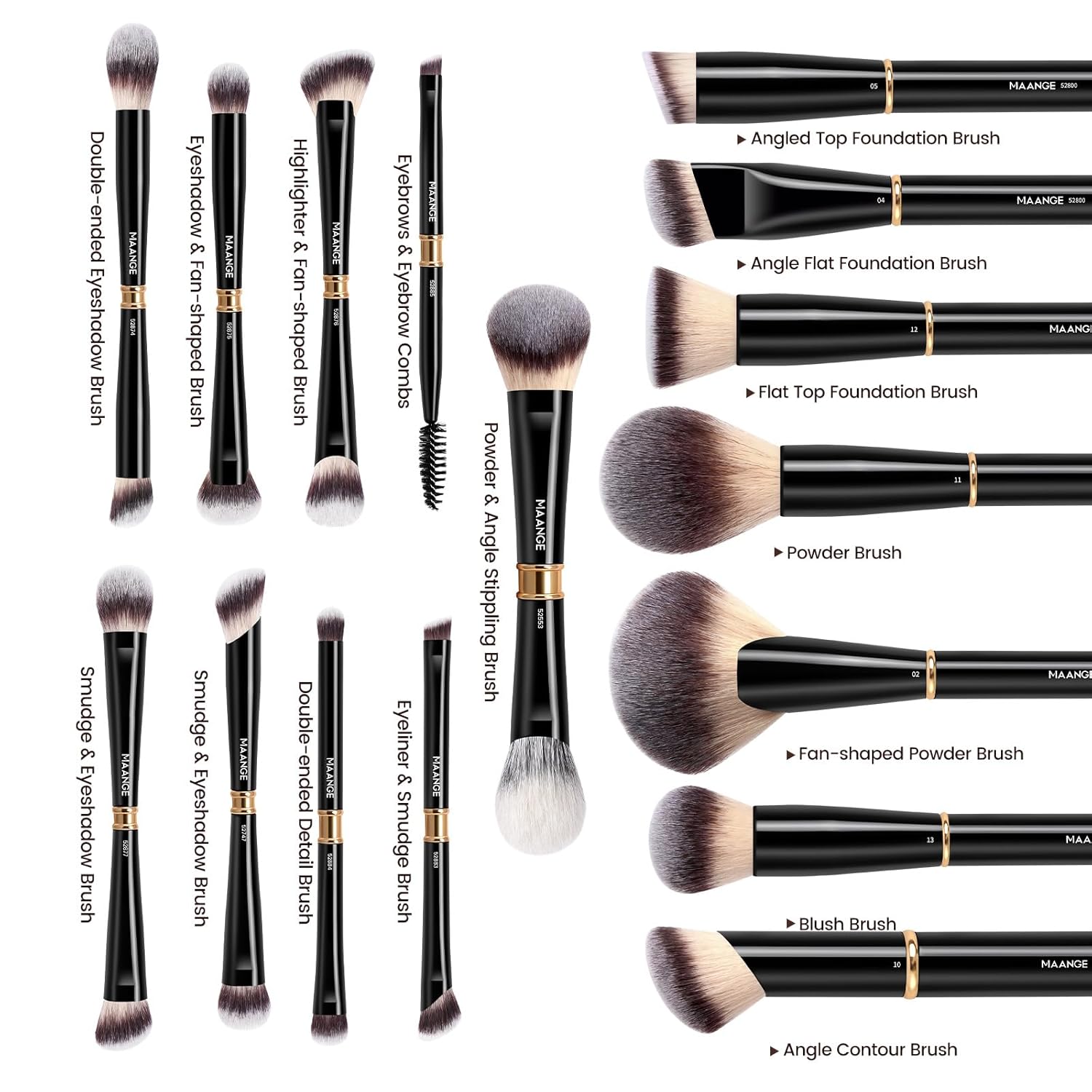 MAANGE Juego de 16 brochas de maquillaje profesionales para base de...