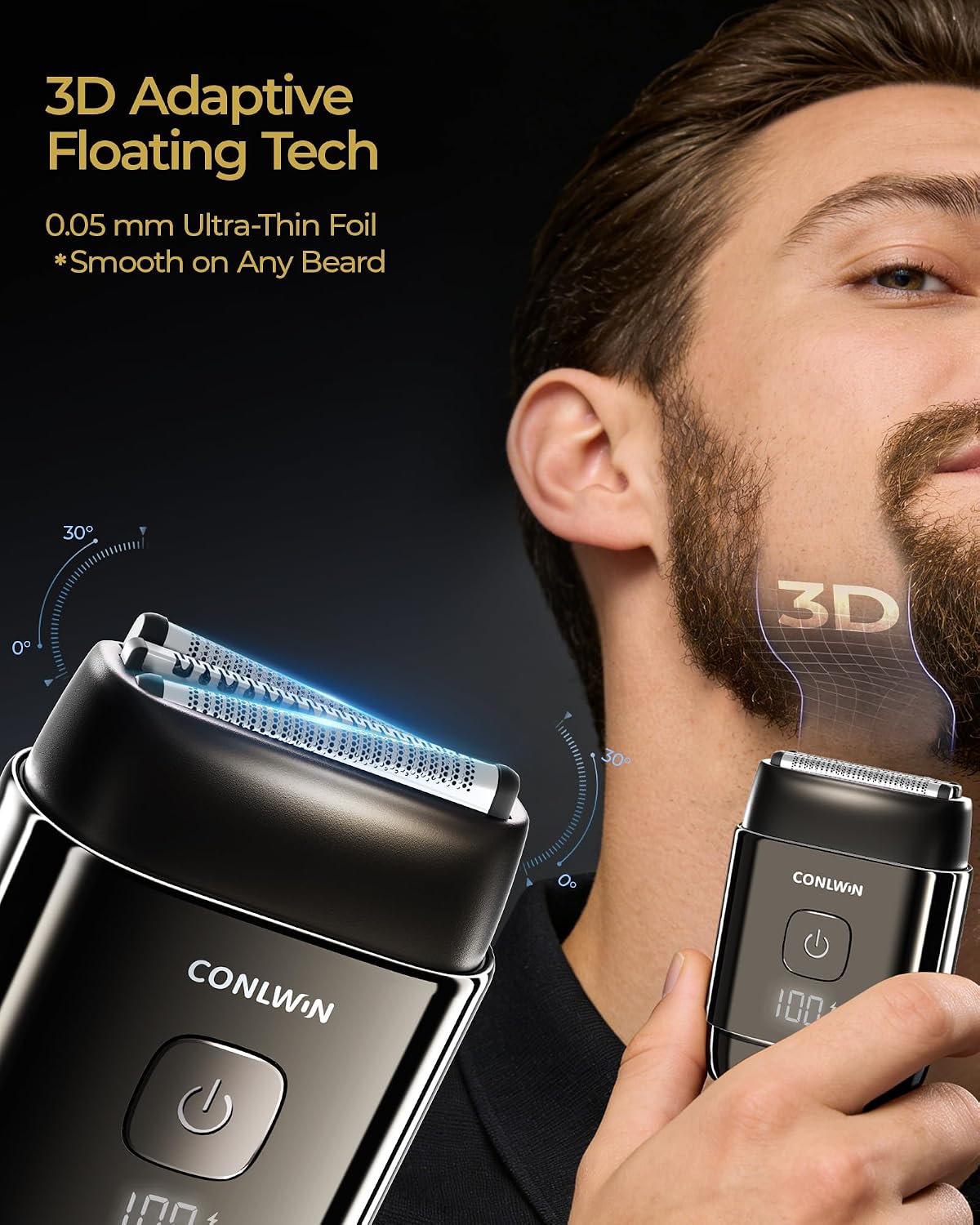 CONLWIN Afeitadoras eléctricas de aluminio para hombres, mini maqui...