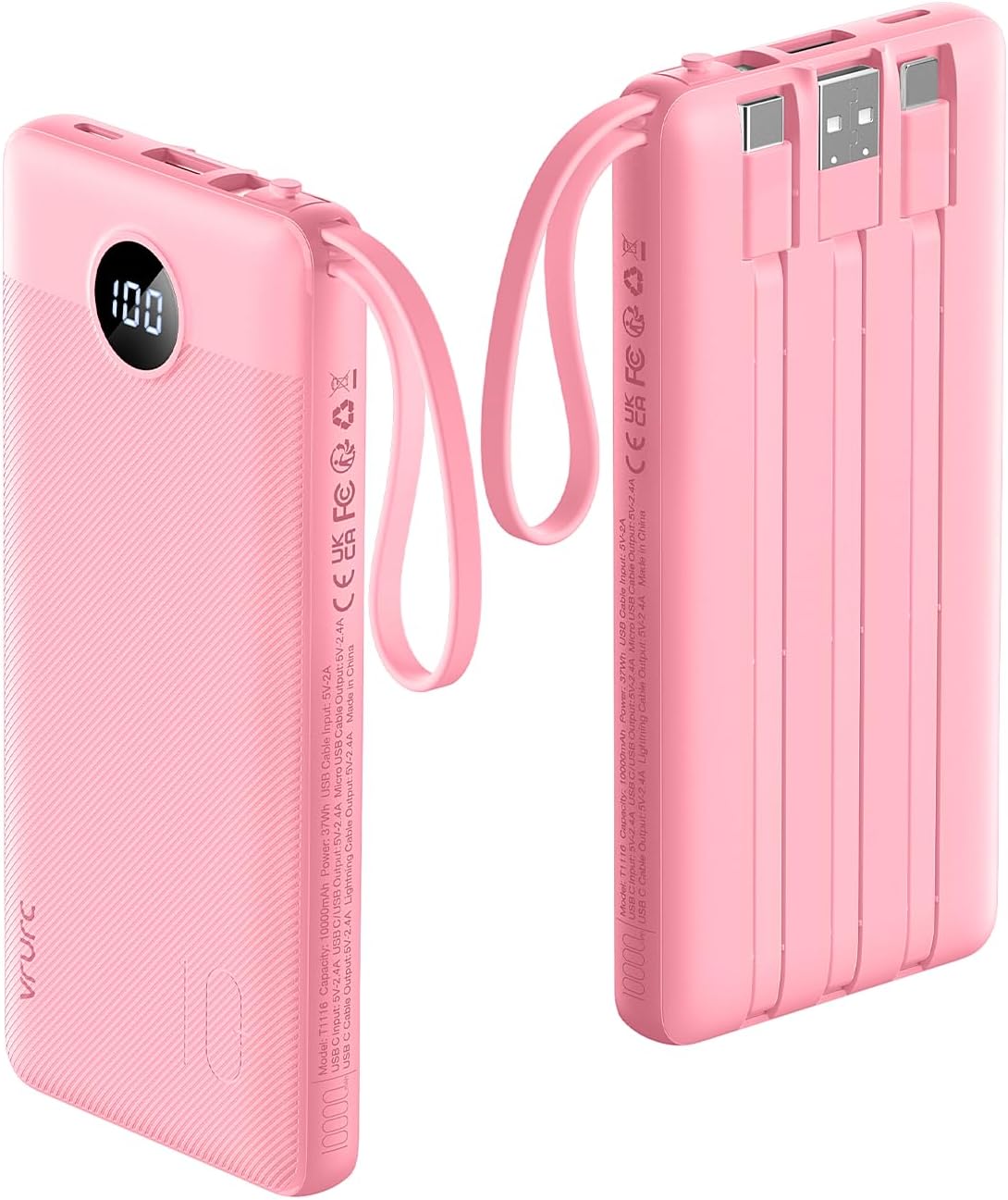 VRURC Cargador de teléfono portátil, cargador portátil de viaje con...