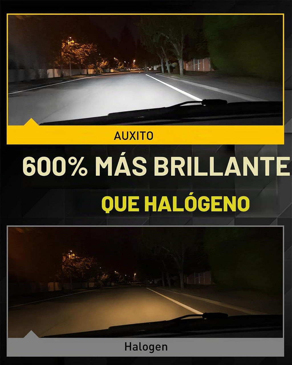 AUXITO - Bombillas H13\/9008, 600% brillo, 6500 K, blanco frío, luz...