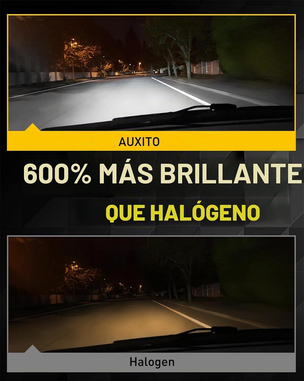 AUXITO - Bombillas H13\/9008, 600% brillo, 6500 K, blanco frío, luz...