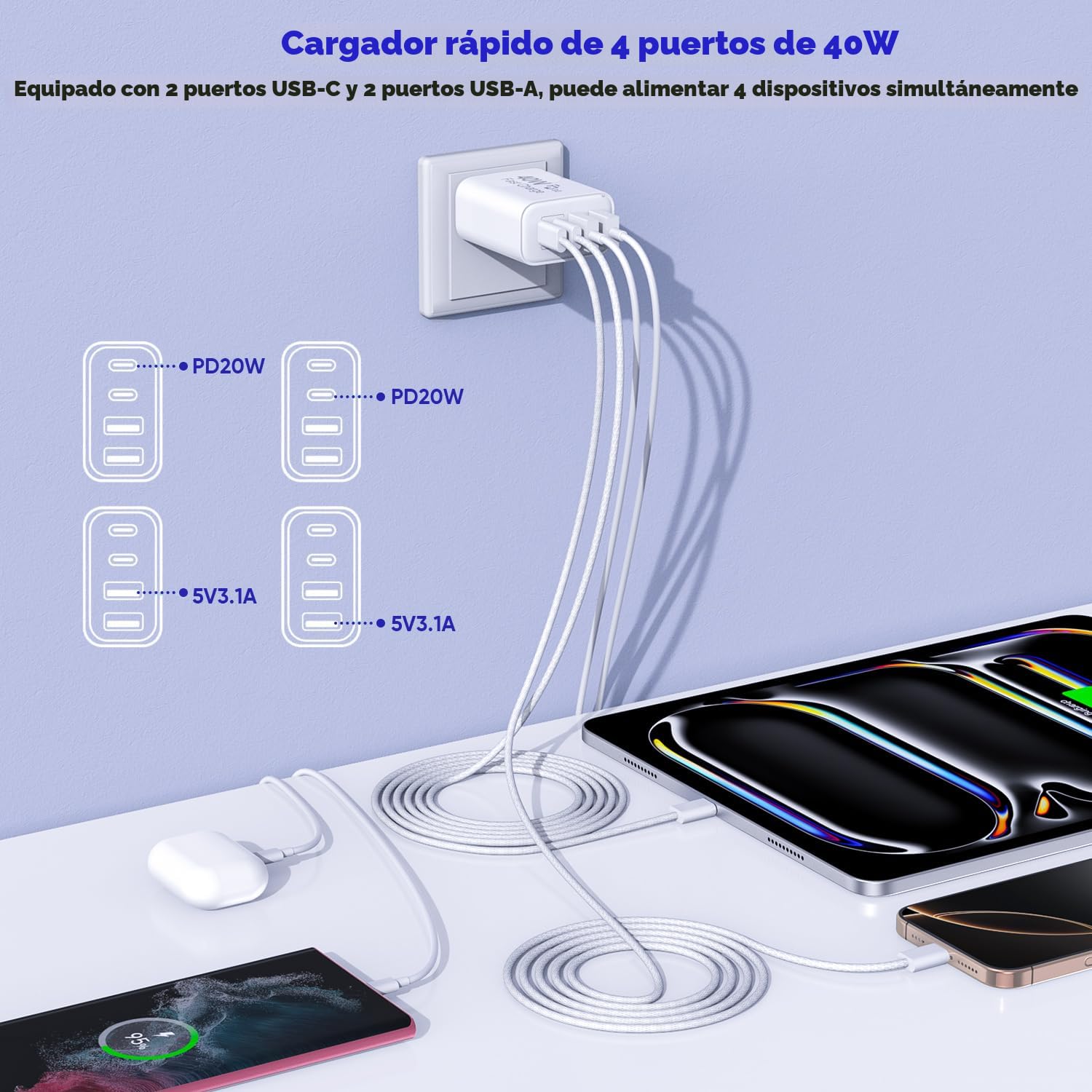 Cargador de 10 pies para iPhone 17, 16, 15 Pro, paquete de 2 cables...