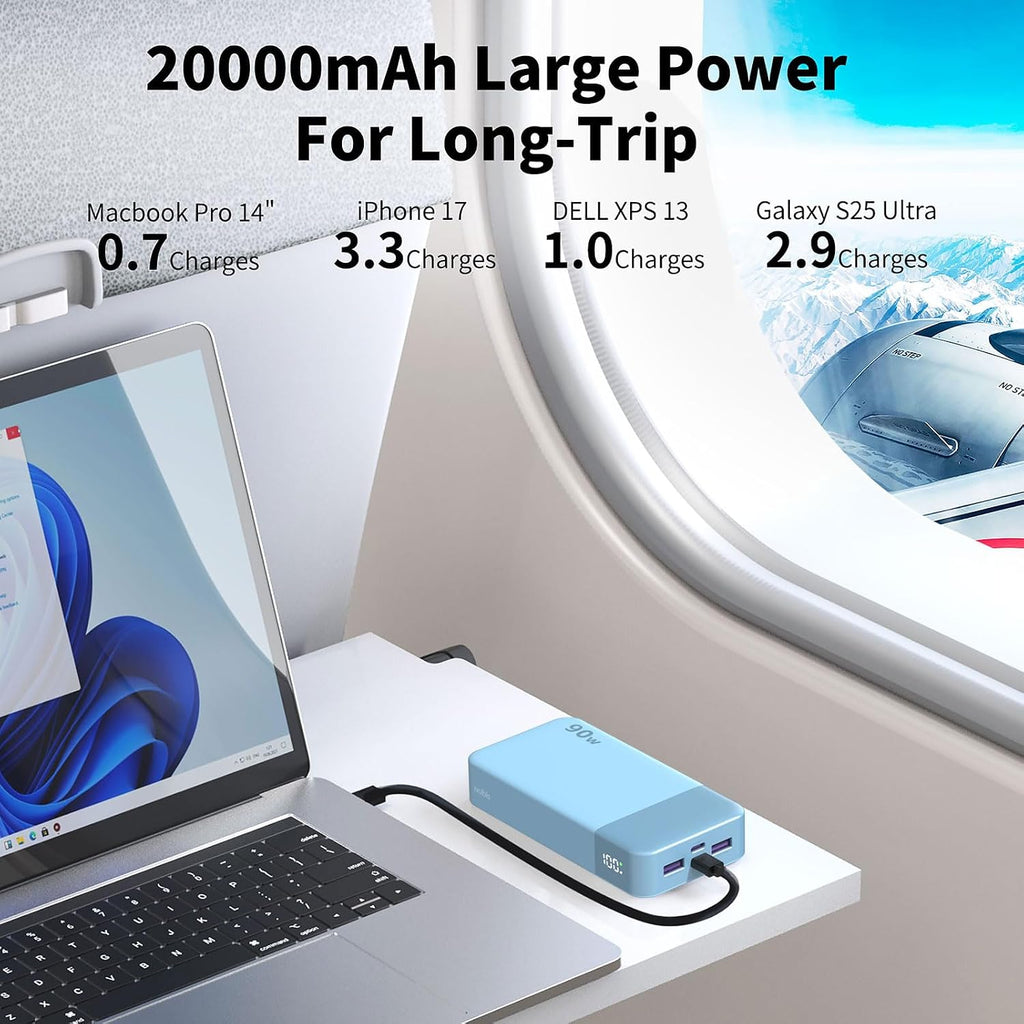 NOBIS Banco de energía de 90 W, 20,000 mAh, cargador portátil para...