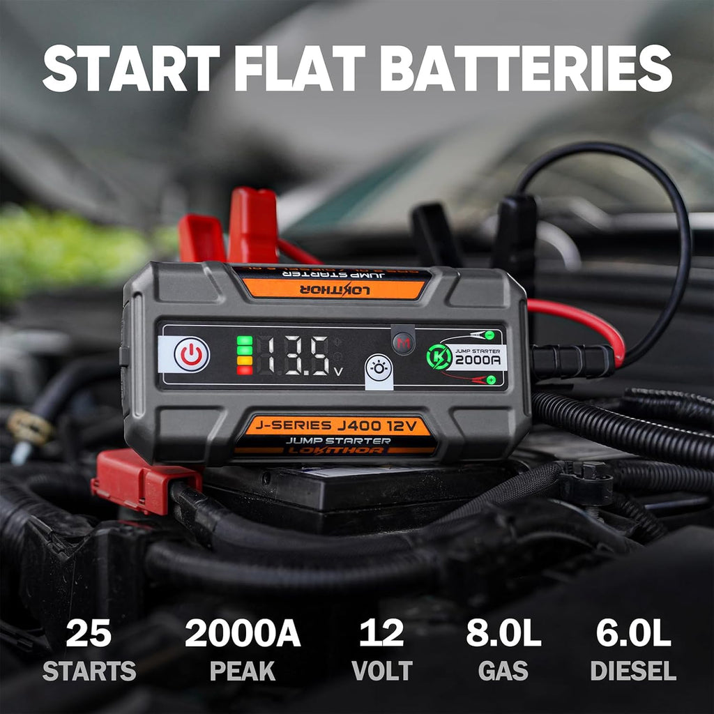 LOKITHOR J400 - Arrancador de 2000 A, 12 V, de litio, portátil, paq...