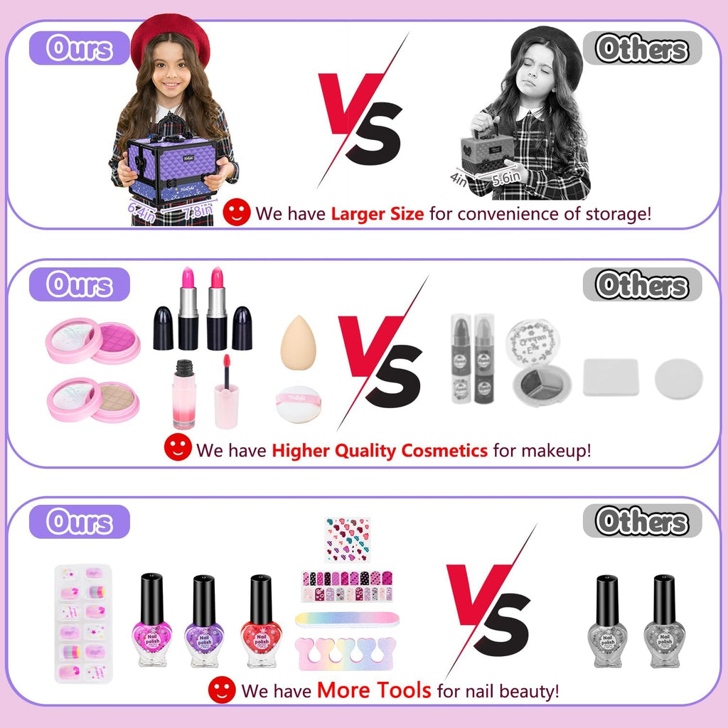 Hollyhi Juego de 59 piezas de maquillaje para niñas, juego de jugue...