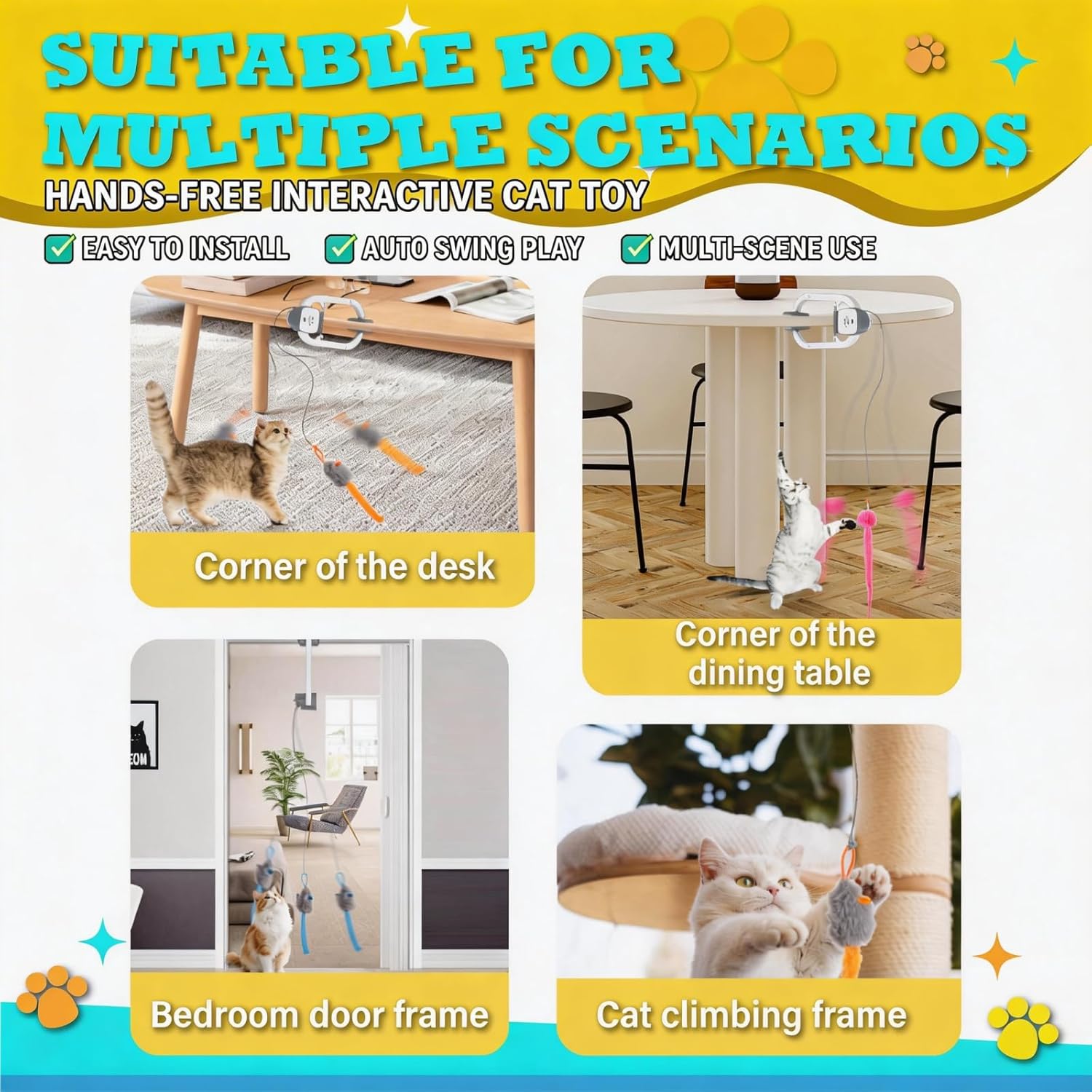HAPPYCODE Juguete interactivo para gatos, juguete eléctrico recarga...