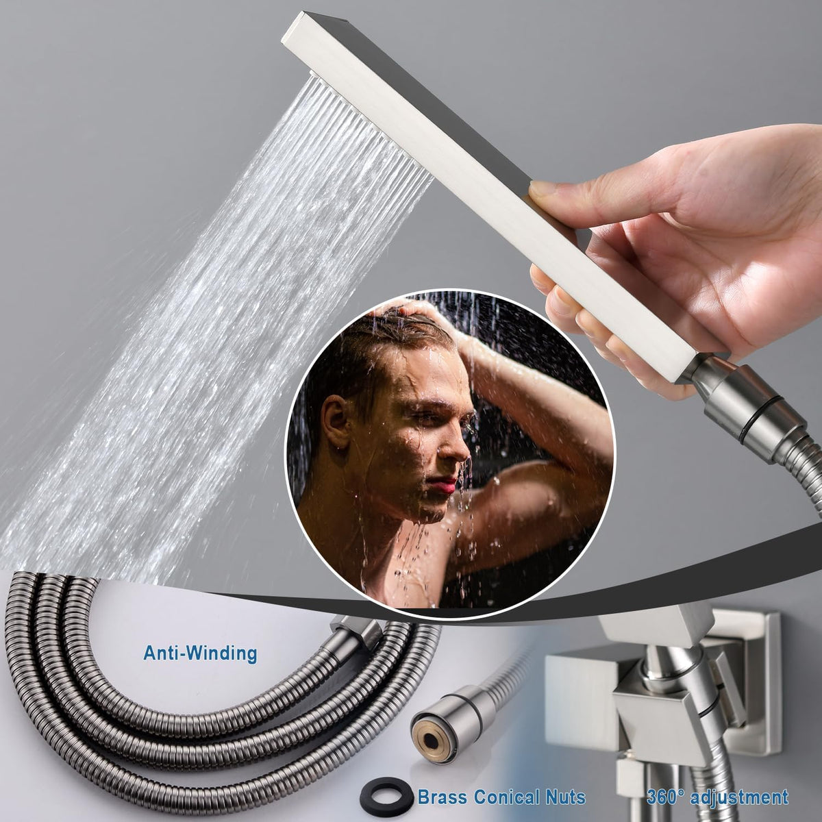 Enga - Sistema termostático de ducha dual de 12"+6" de mont...