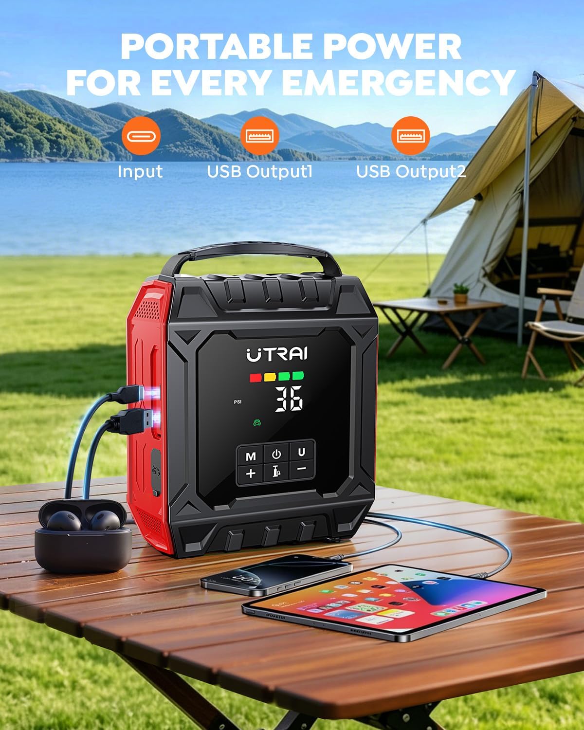 UTRAI Arrancador de salto de 8000 A con compresor de aire de 160 PS...