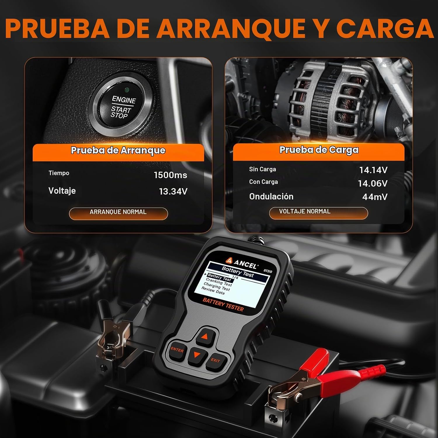 ANCEL BT310 - Probador de batería de coche de 12 V 24 V, probador d...