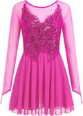 Vestido de patinaje artístico para mujer, diseño de mariposa, lente...