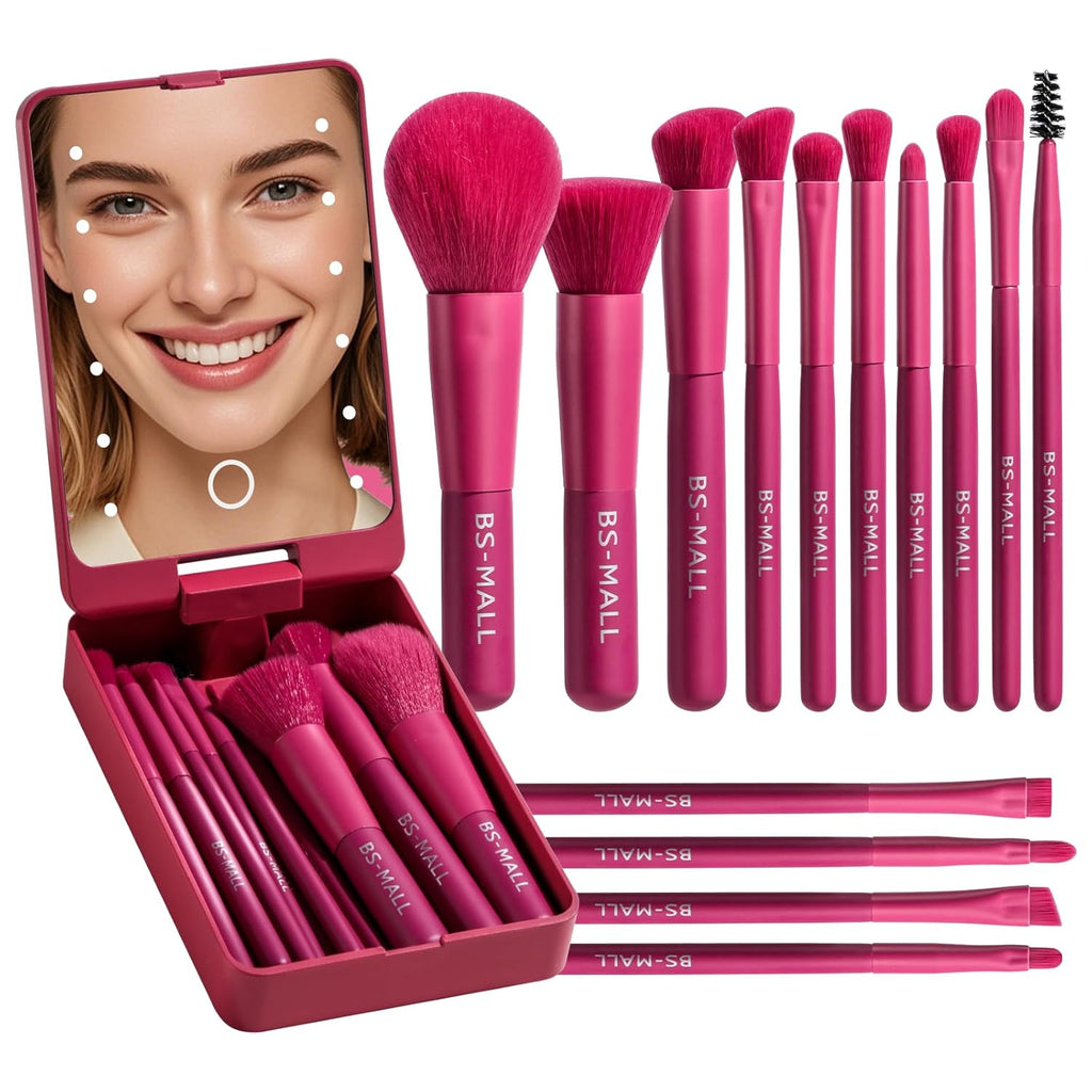 BS-MALL Juego de brochas de maquillaje de viaje, base, polvo, corre...