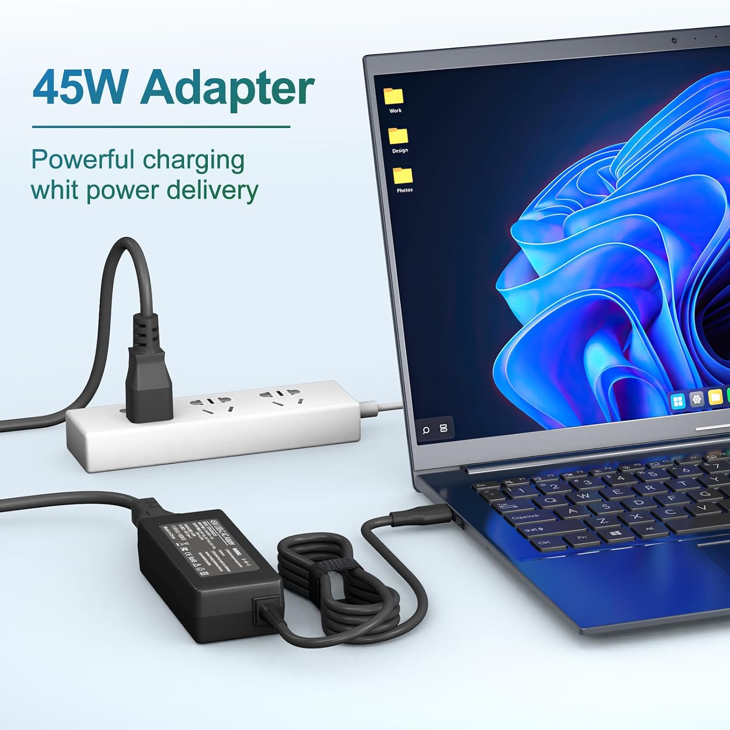 Cargador USB-C para portátil de 45 W compatible con HP Chromebook X...