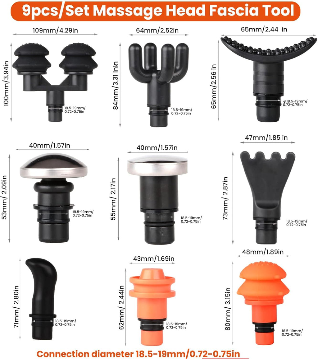 9 cabezales de pistola de masaje reemplazables, accesorios muscular...