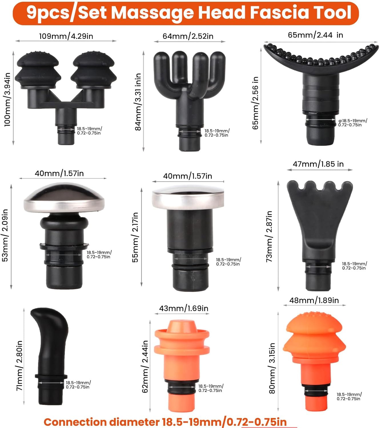 9 cabezales de pistola de masaje reemplazables, accesorios muscular...