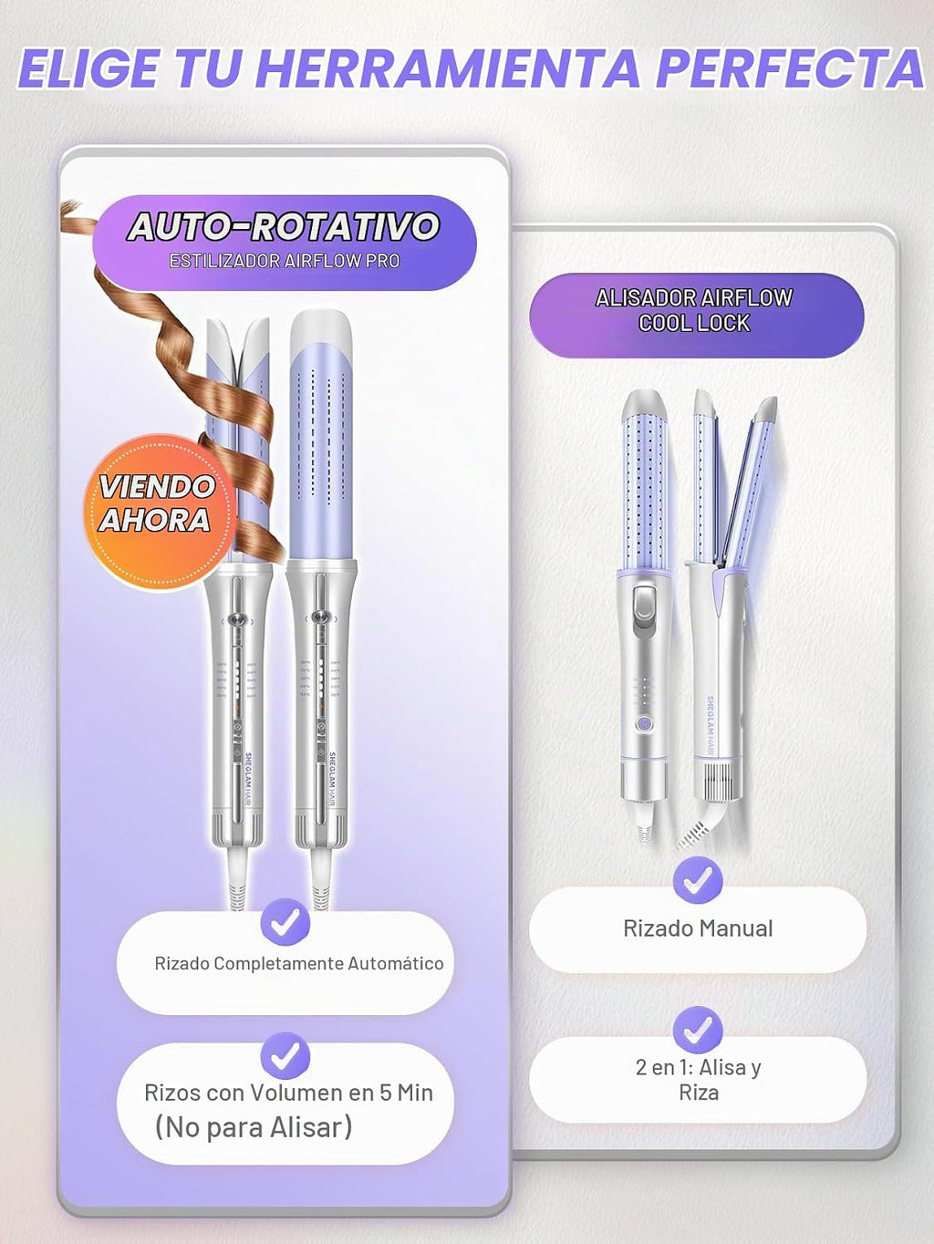 SHEGLAM One Touch Airflow Styler Pro 1.25 pulgadas con rotación aut...
