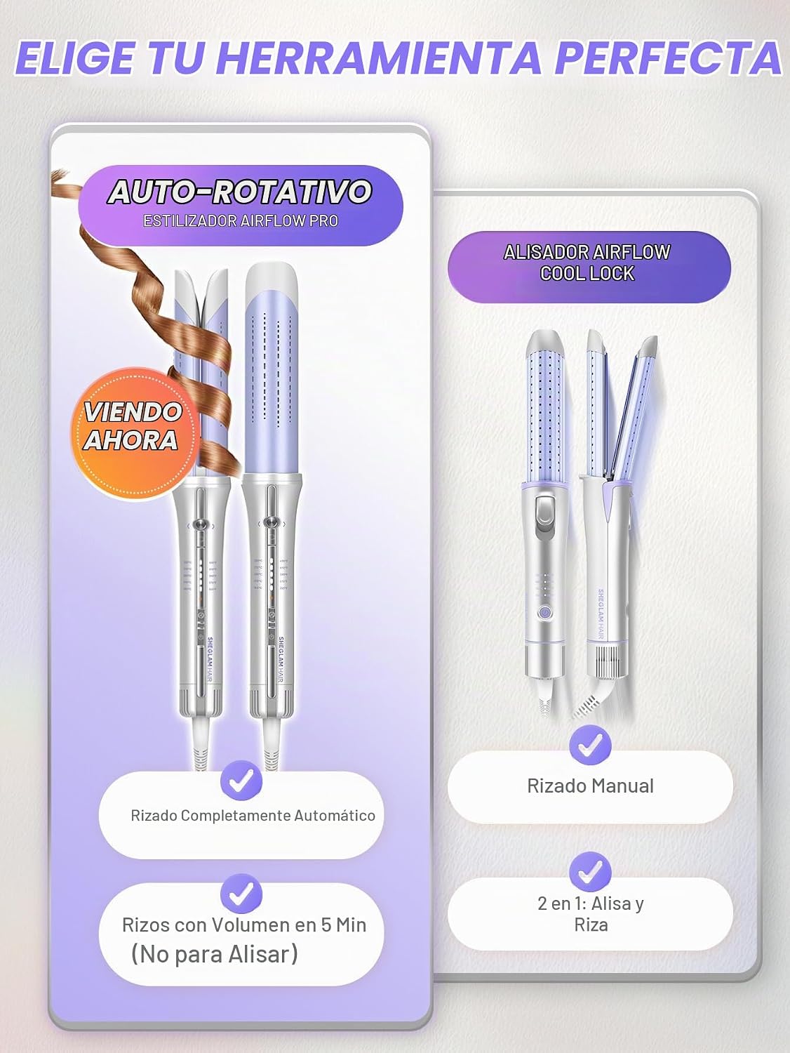 SHEGLAM One Touch Airflow Styler Pro 1.25 pulgadas con rotación aut...