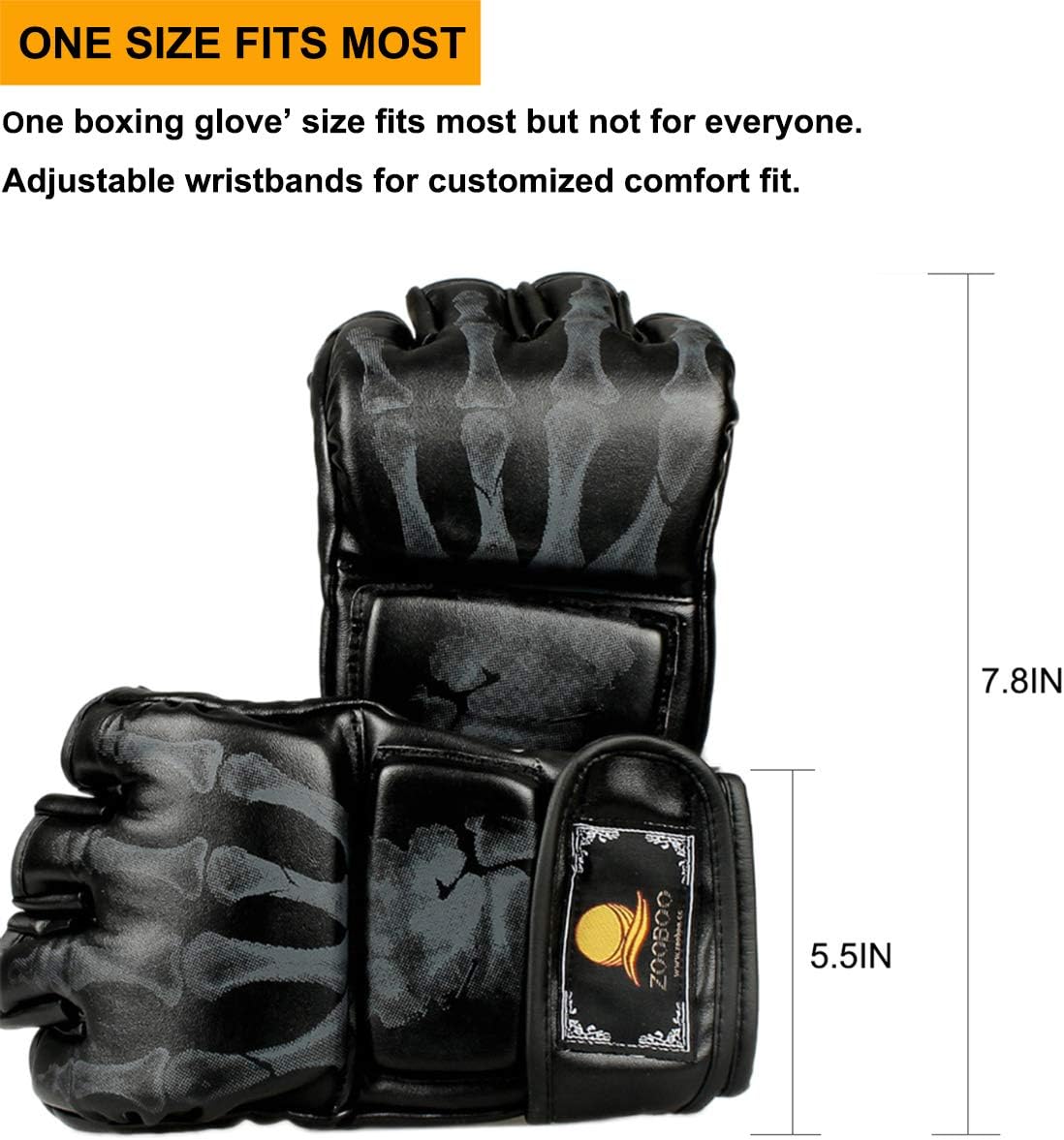ZooBoo Guantes MMA, Guantes de Boxeo de Medio Dedo Mitones MMA con...