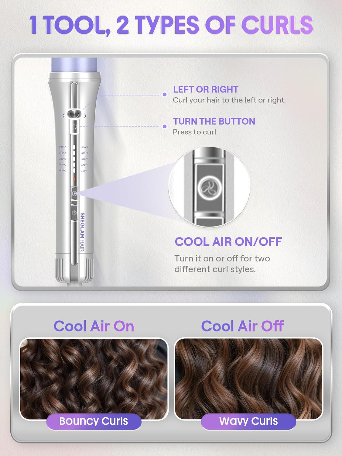 SHEGLAM One Touch Airflow Styler Pro 1.25 pulgadas con rotación aut...
