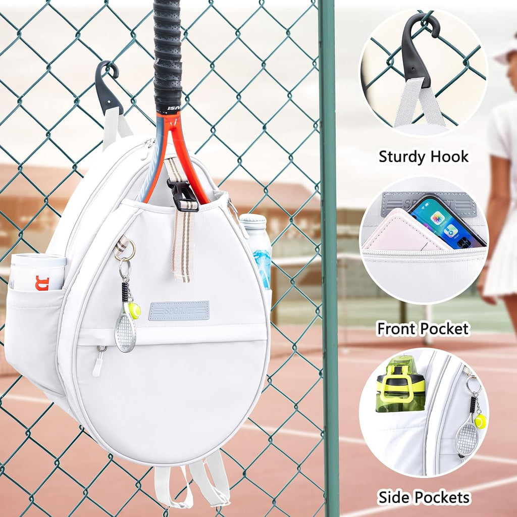 SPORJET Mochila de Tenis con Soporte para 2 Raquetas, Bolsa de Raqu...