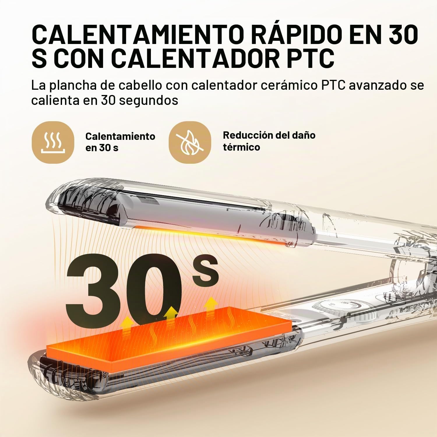 MiroPure Plancha de 1 pulgada, Alisador de pelo con calentamiento r...