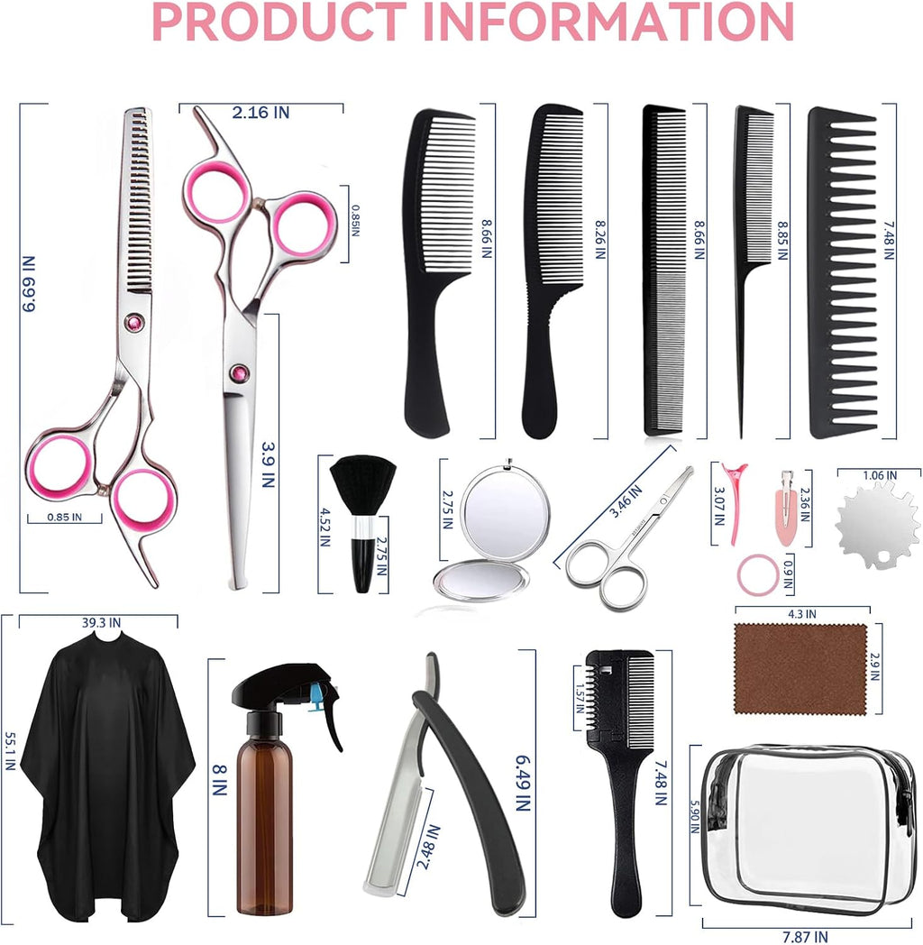 Kit de tijeras de corte de cabello, 27 piezas de tijeras profesiona...