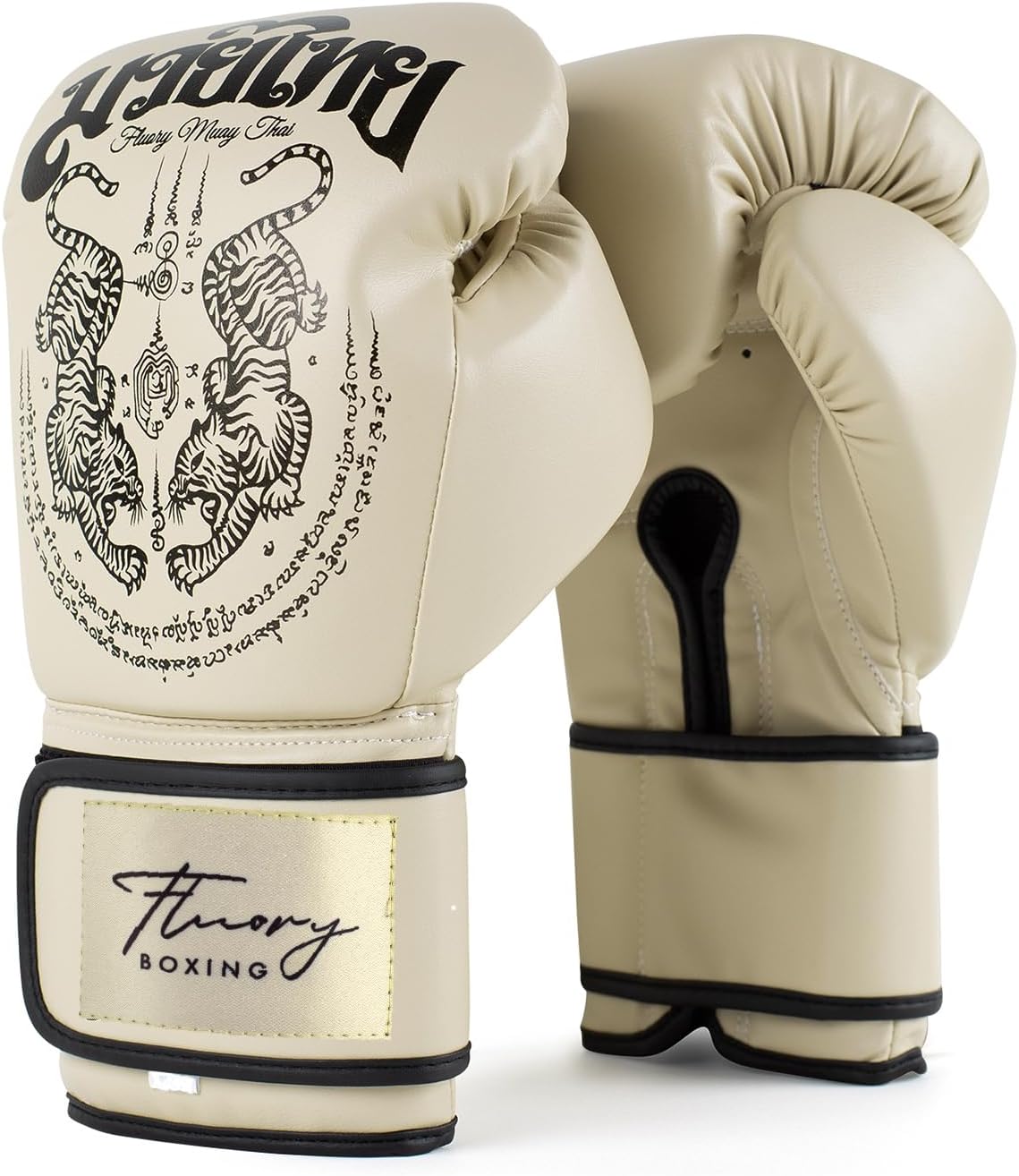 Guantes de boxeo, diseño simétrico con dos tigres, guantes de entre...