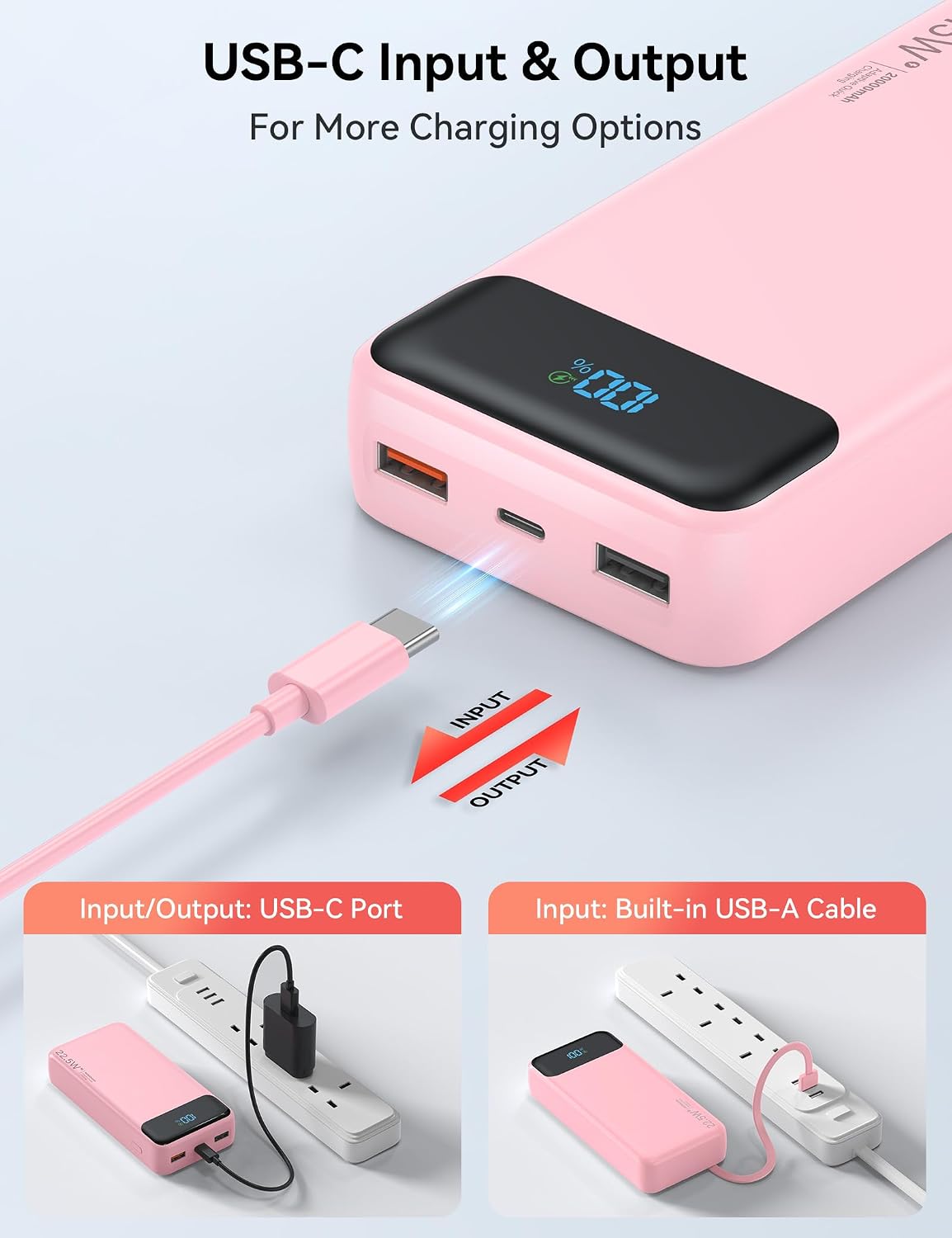 Nusyddy Cargador portátil de 20000 mAh integrado con 4 cables, bate...