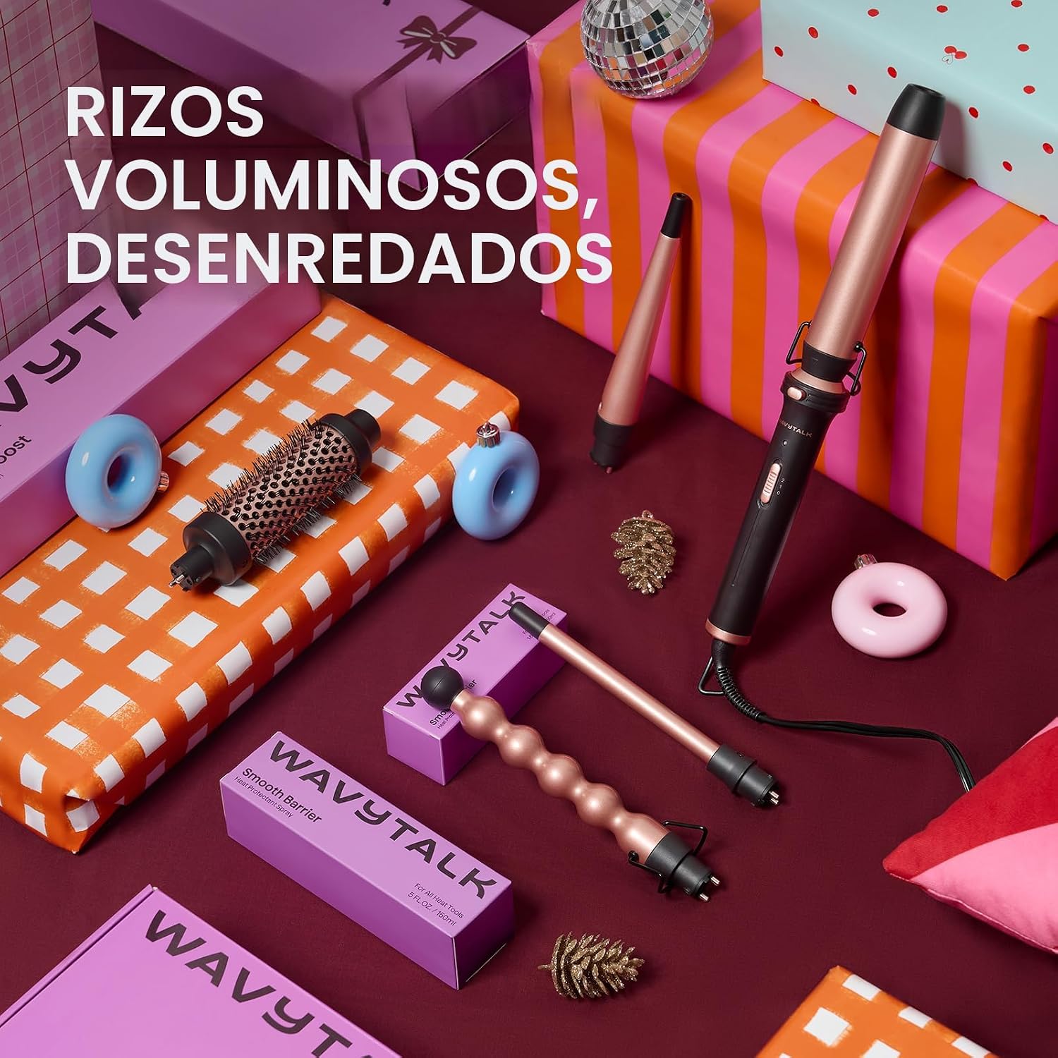 Wavytalk Juego de rizadores 5 en 1, rizador múltiple, juego de vari...