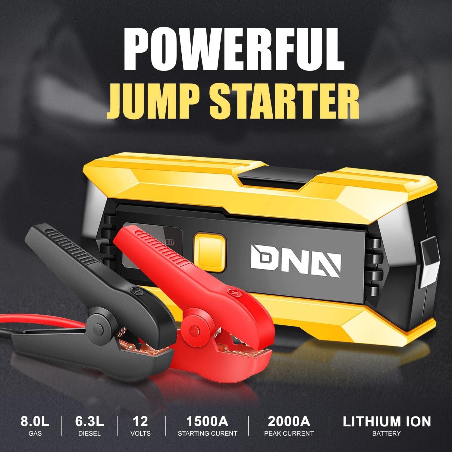 DNA Motoring Batería de coche portátil multifunción de 12 V 2000 A...