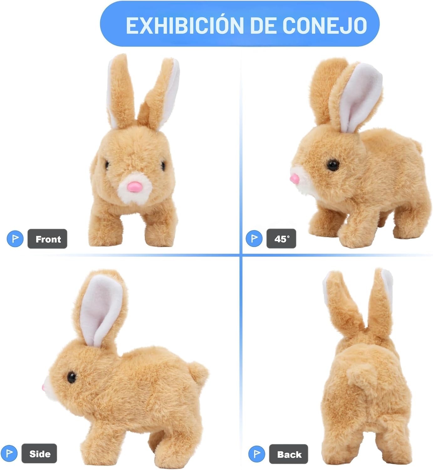 Zloeoa Conejito de peluche electrónico, juguete electrónico interac...